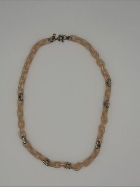 J. Crew Beige Link Necklace with Gold Accents